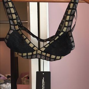 Prettylittle thing Gold metallic knit bralette